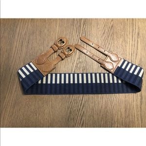 Anthopologie Wide Belt Leather Buckle Blue Brown M